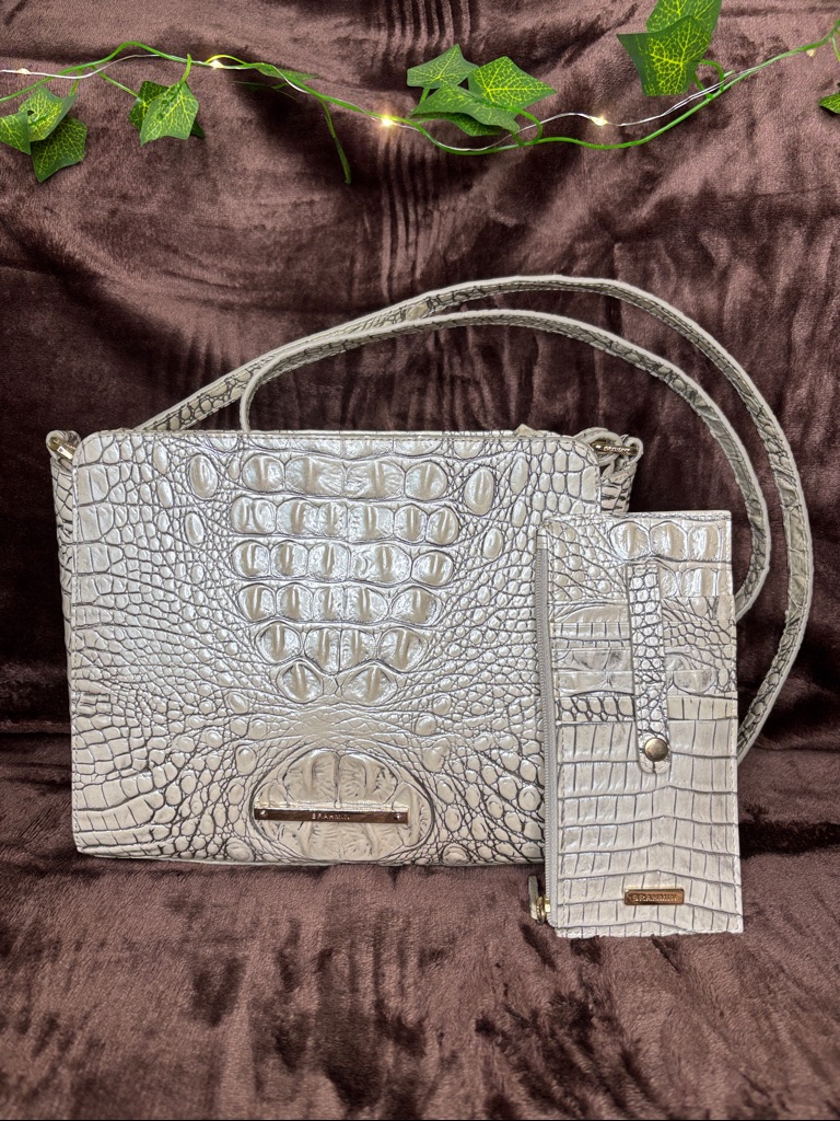 Brahmin Carrie Crossbody In Moonrise With Matching Credit Card Wallet